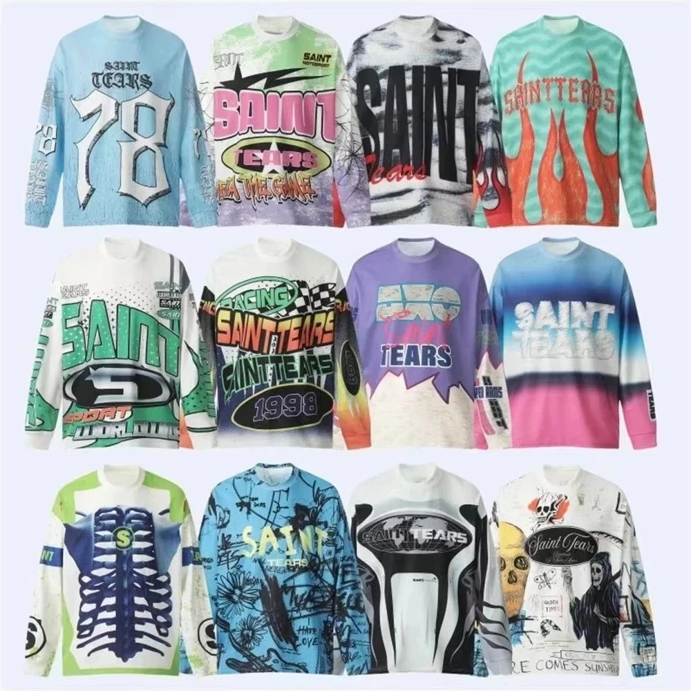 Saint Tears 78 Graphic Long-Sleeve Jersey - Light Blue Distressed Print