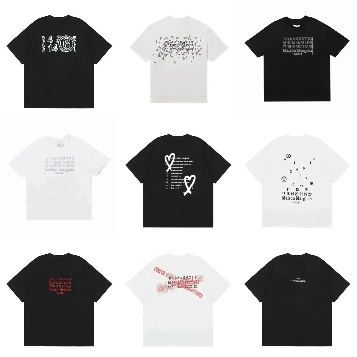 Maison Margiela Replica Numeric Print T-Shirt Black