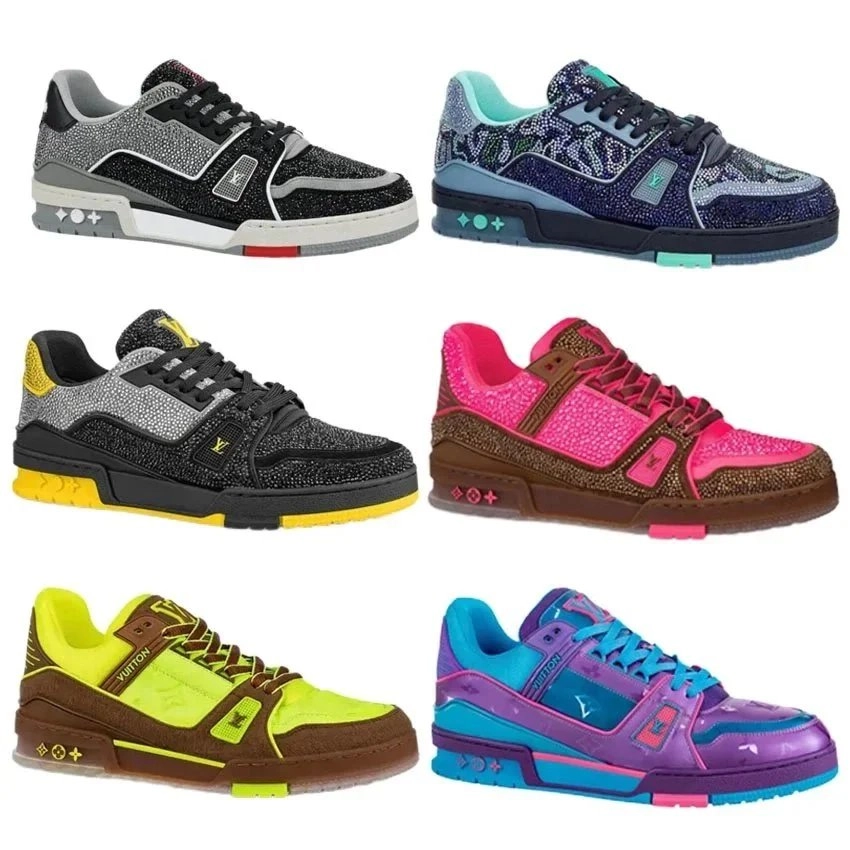 Louis Vuitton Trainer Crystal-Embellished Sneaker Neon Pink