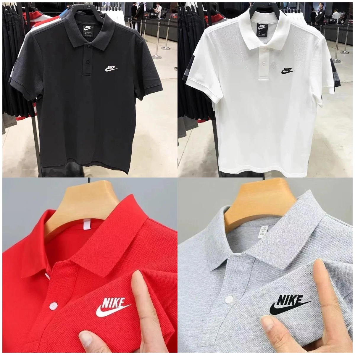 Nike Sportswear Polo Shirt - Black White Red Gray Colors