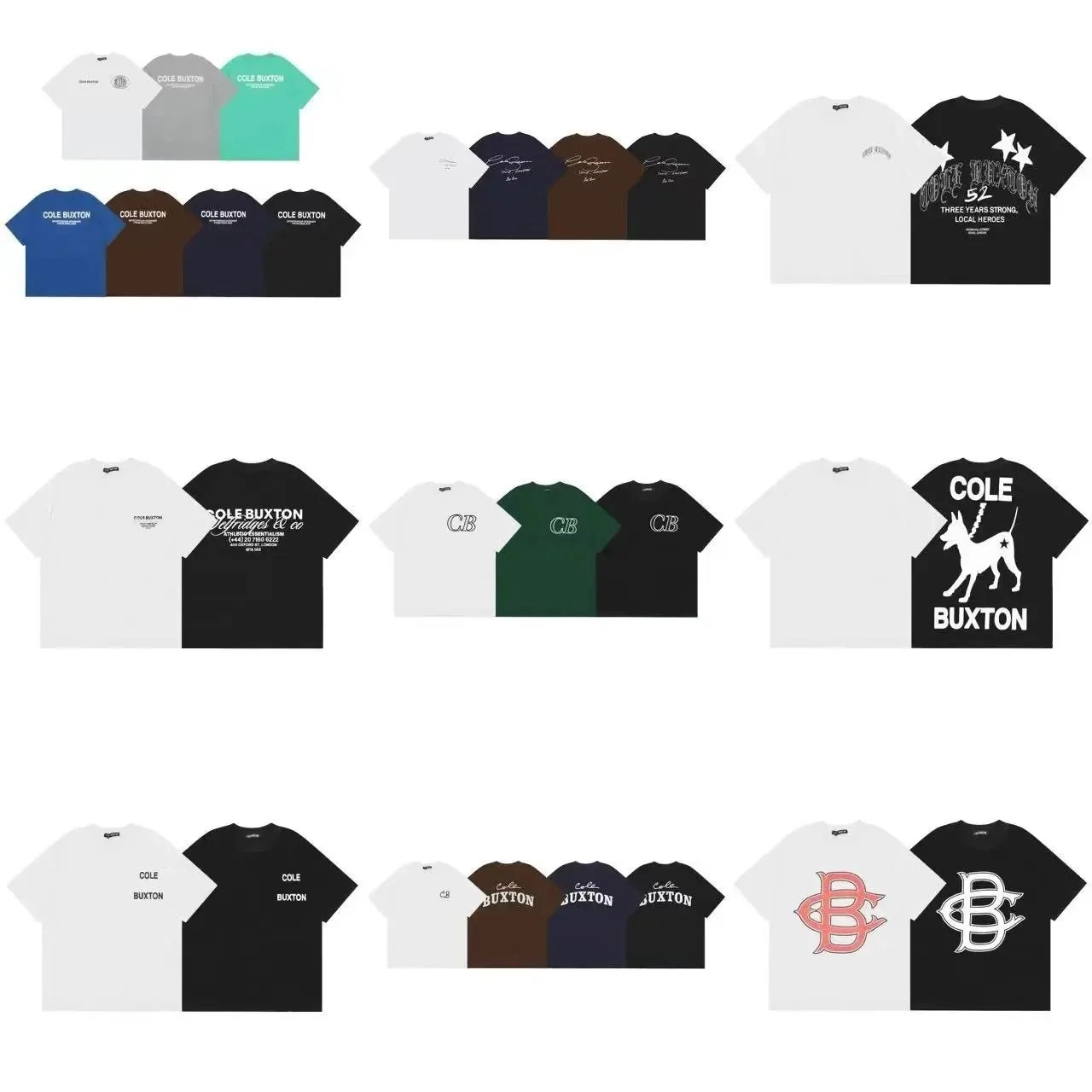 Cole Buxton Dog Logo Graphic T-Shirt Black White
