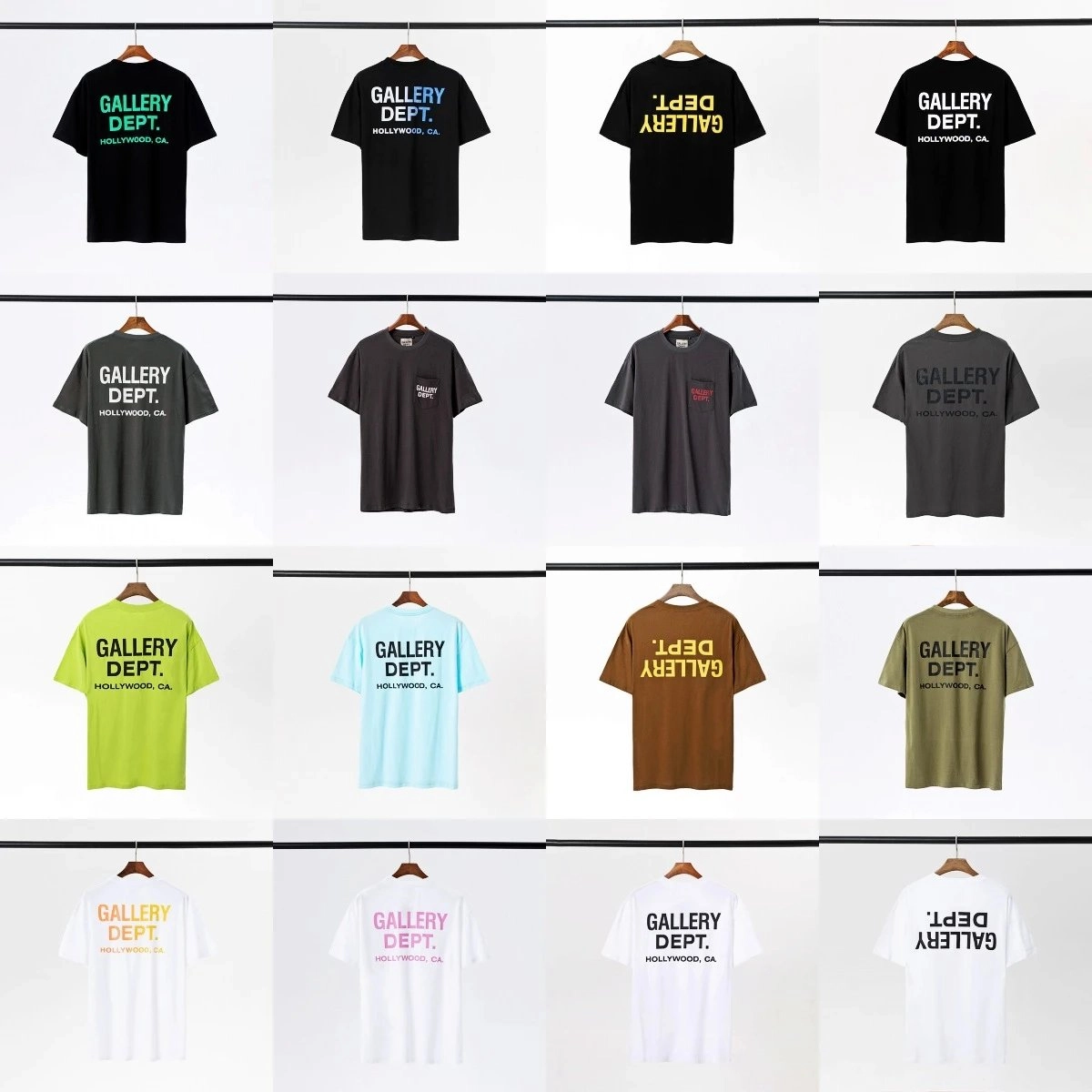Gallery Dept Hollywood CA Logo T-Shirt Black Neon Green Print