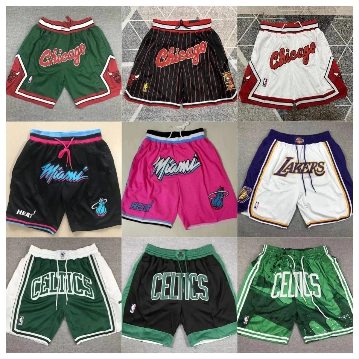 Chicago Bulls Retro Mesh Shorts Green Red Bull Logo
