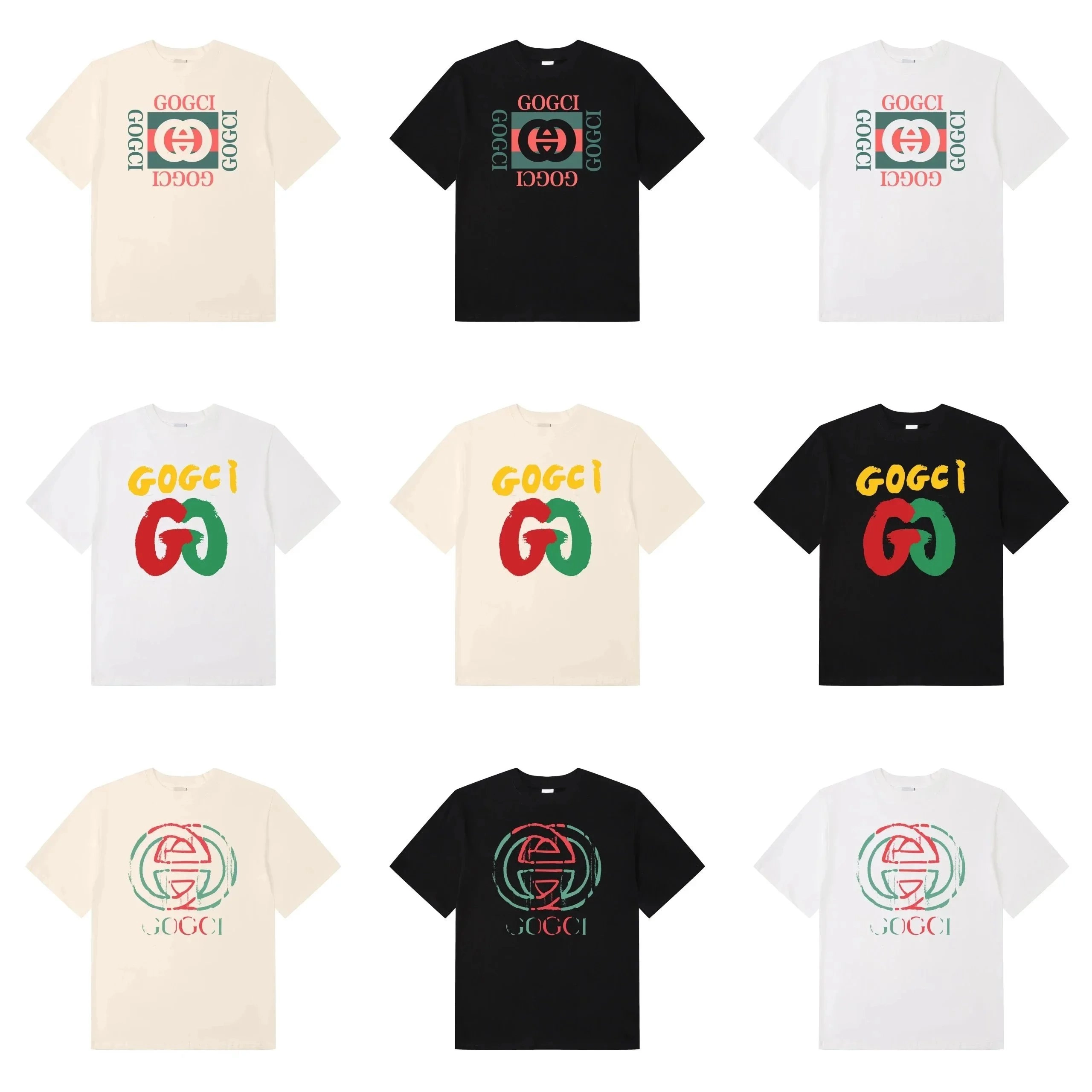 Gucci Interlocking GG Graphic T-Shirt - Beige with Red Green Logo