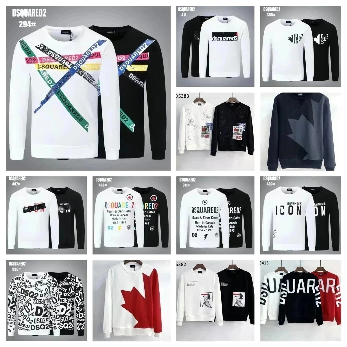 DSQUARED2 294# Multicolor Tape Cross Logo Sweatshirt White