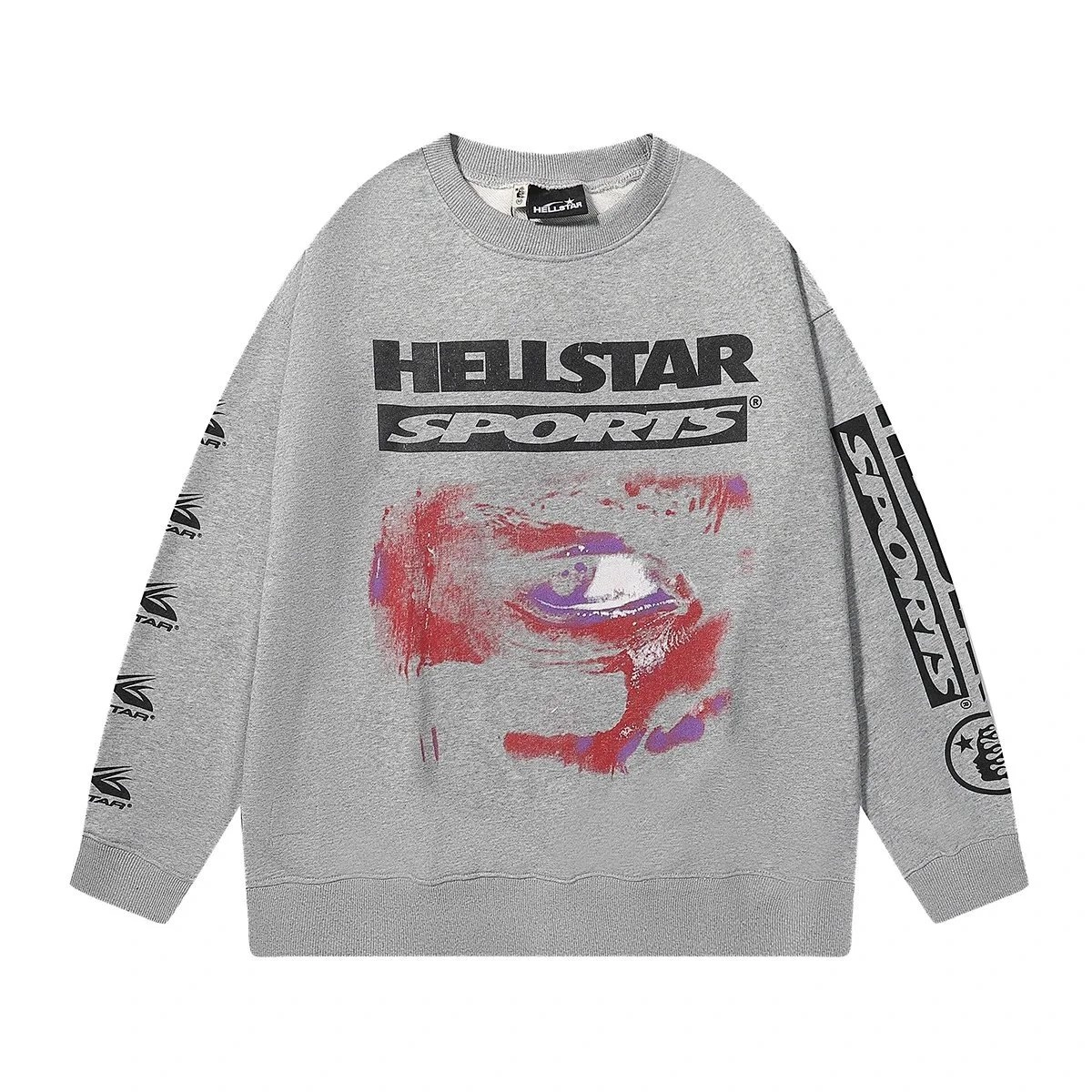HELLSTAR SPORTS Graphic Print Oversized Sweatshirt Gray