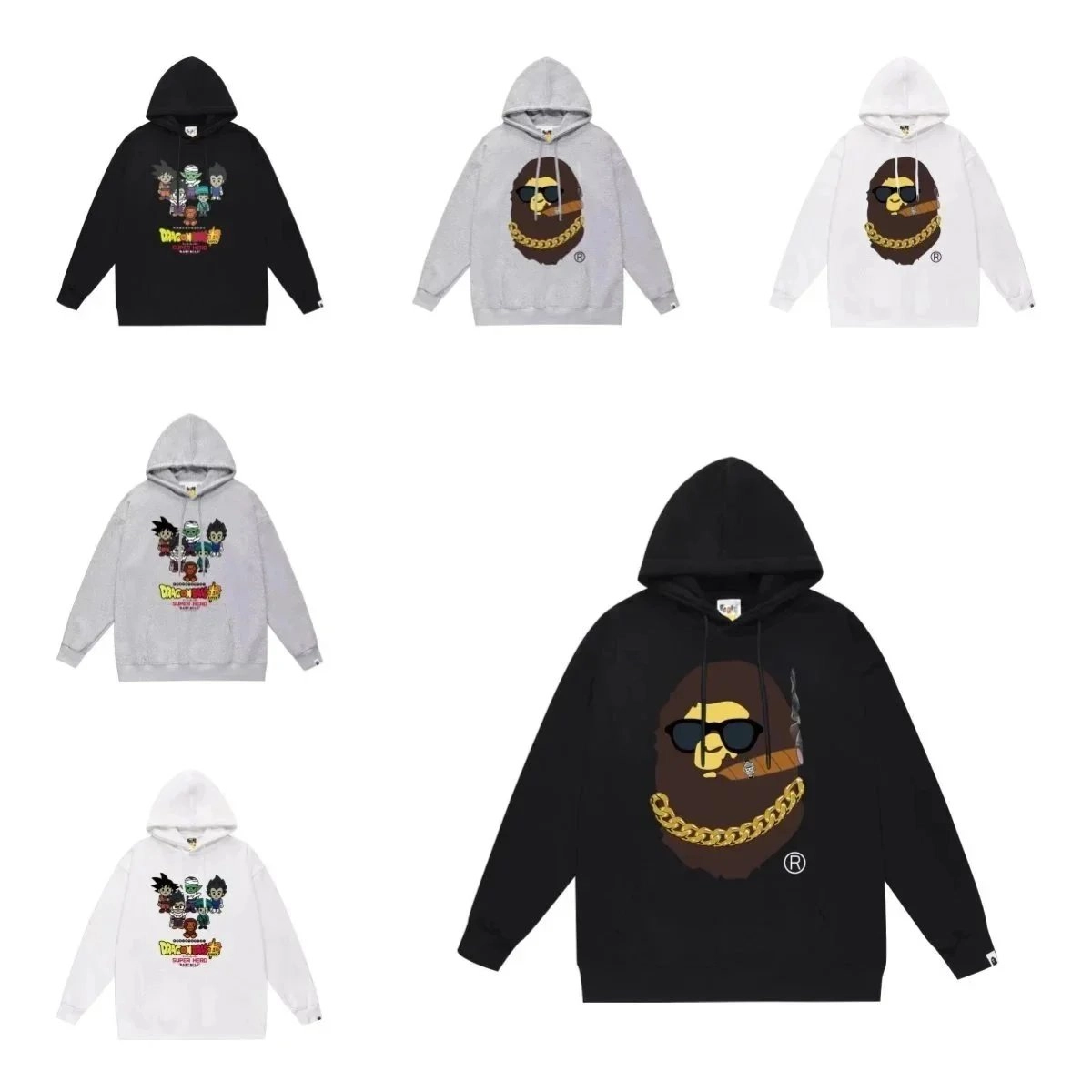 BAPE x Dragon Ball Z Ape Head Hoodie Black Gold Chain