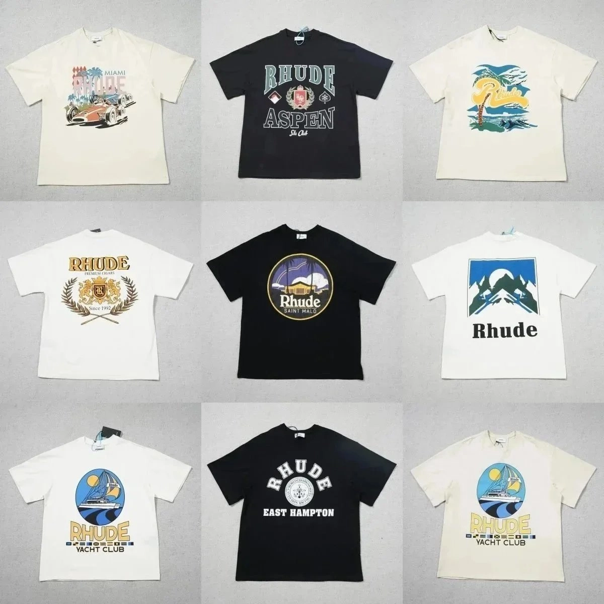 Rhude Aspen Club Black Graphic T-Shirt with Crest Logo