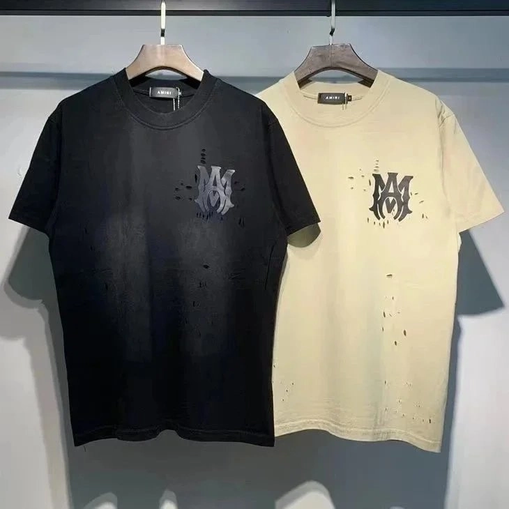 AMIRI Distressed Logo Graphic T-Shirt Black and Cream