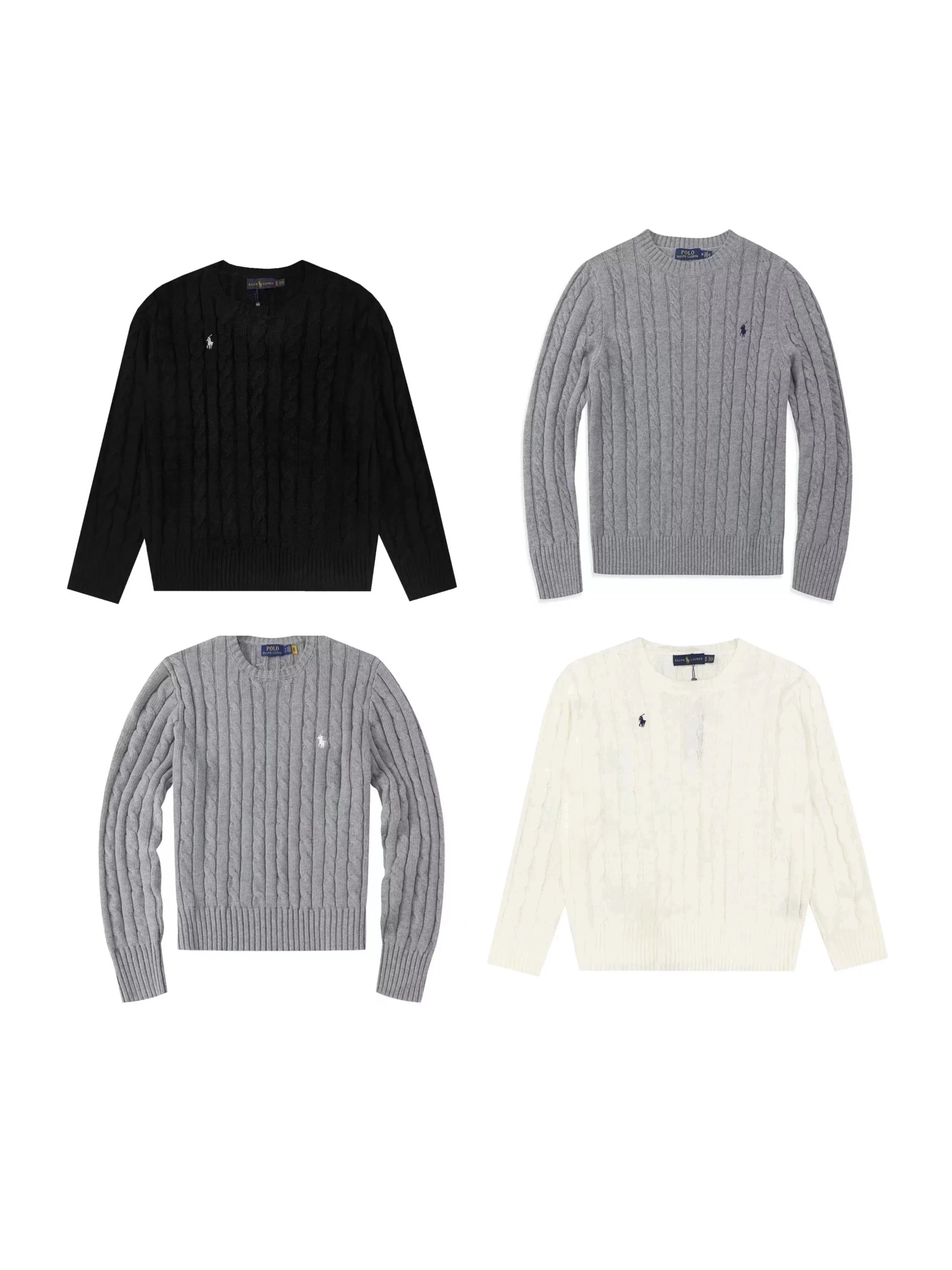 Ralph Lauren Cable Knit Crewneck Sweater - Black
