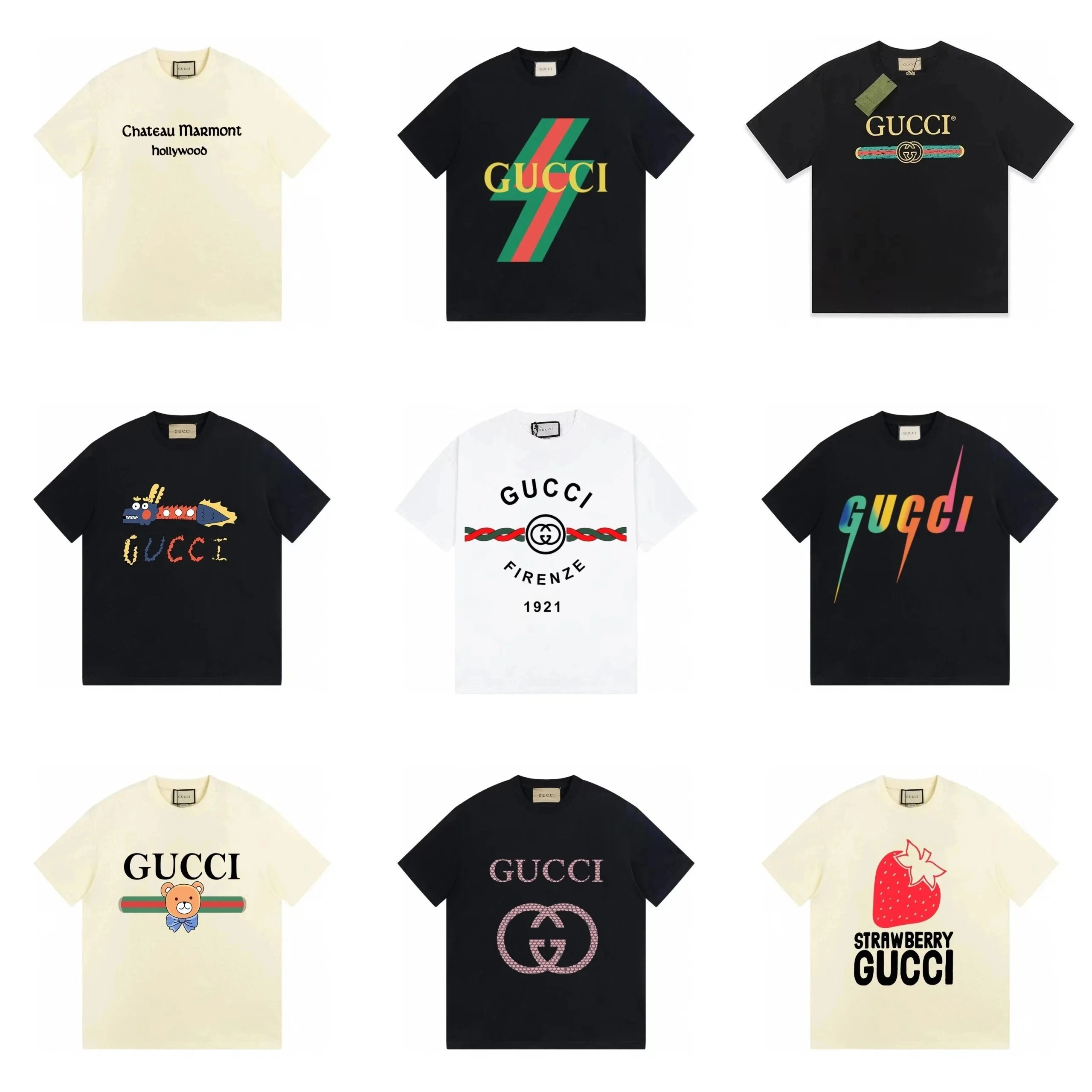 Gucci Lightning Bolt Logo T-Shirt Black Green Red