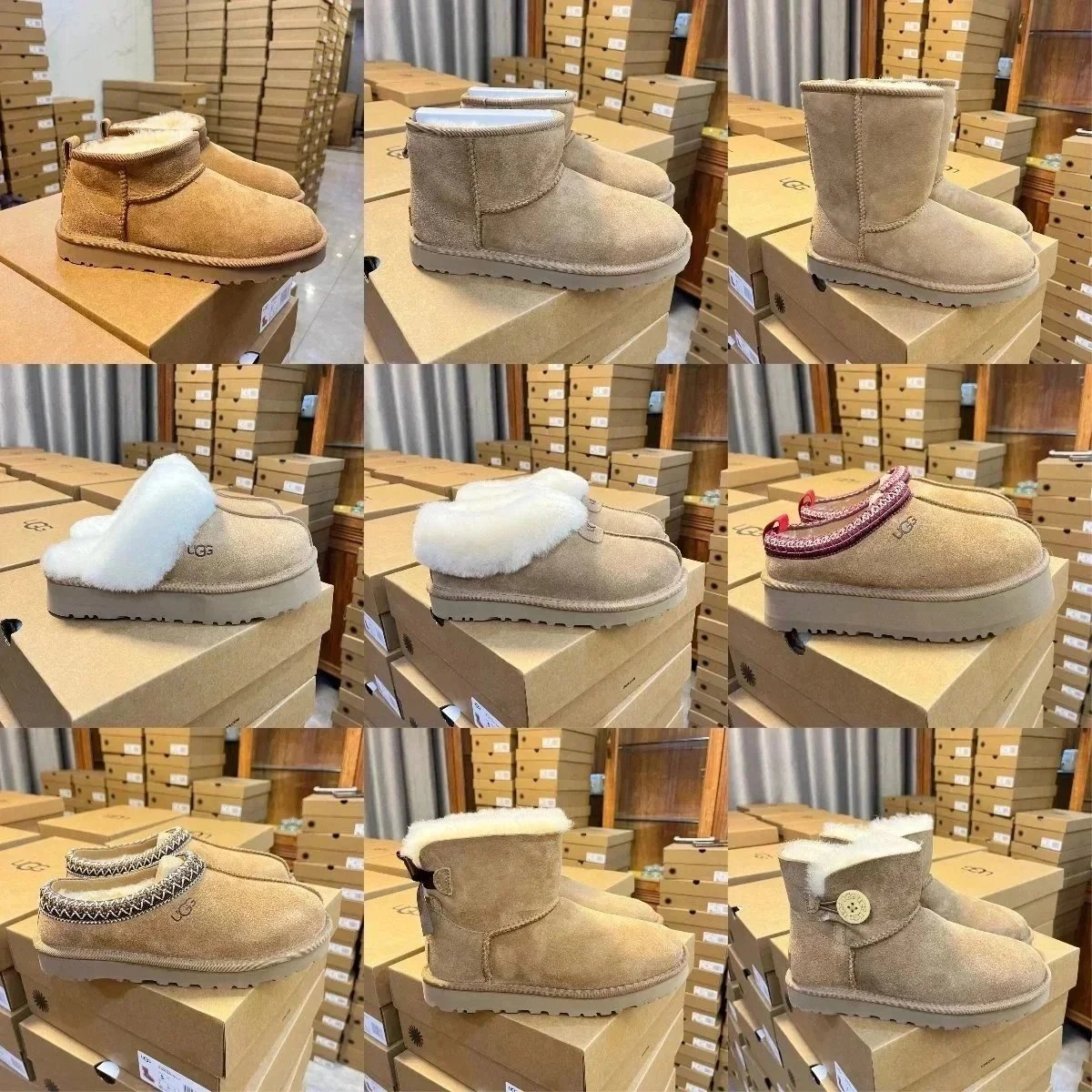 UGG Classic Mini II Shearling-Lined Suede Boots Beige