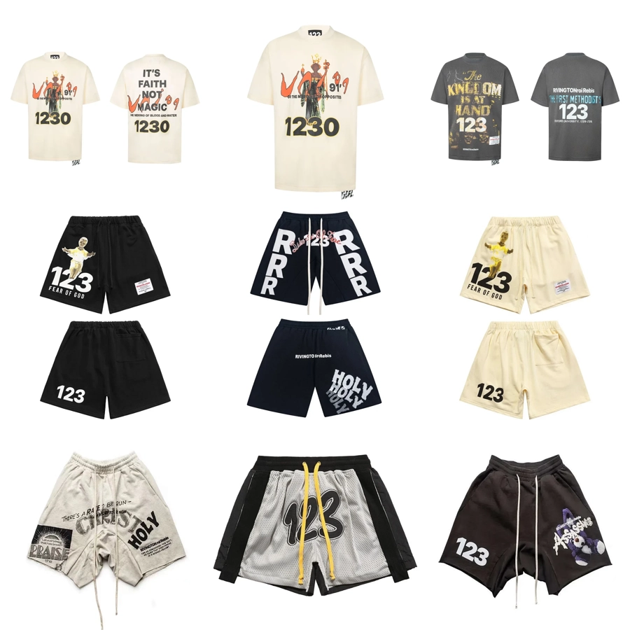 1230 Holy Graphic Shorts - Black Mesh Side Panel with Yellow Drawstring