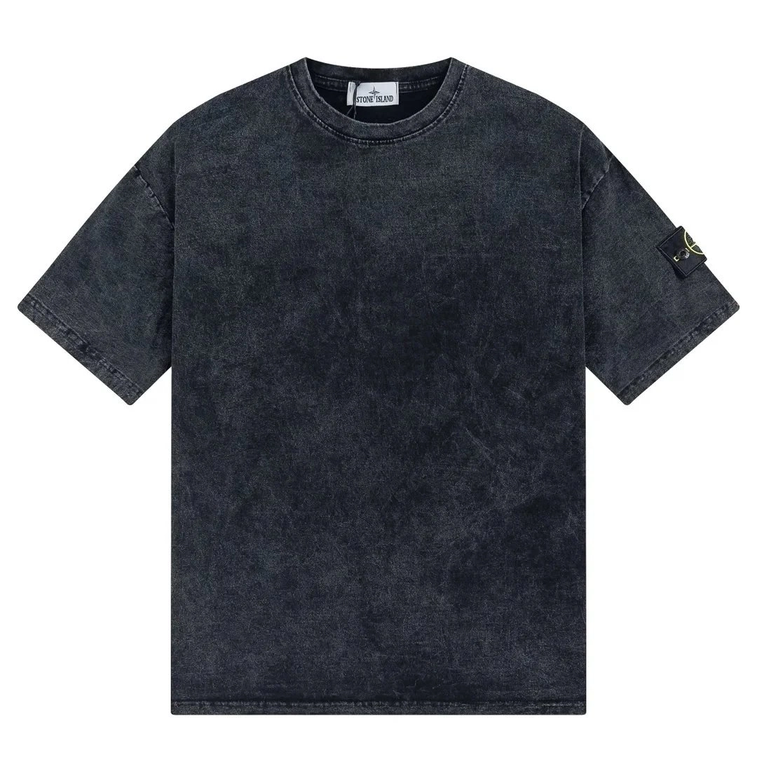 Stone Island Acid Washed Denim T-Shirt Black