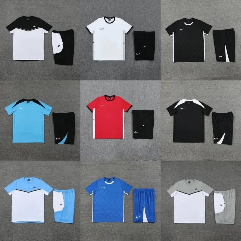 Nike Dri-FIT Soccer Jersey and Shorts Set - Black/White Geometric Pattern