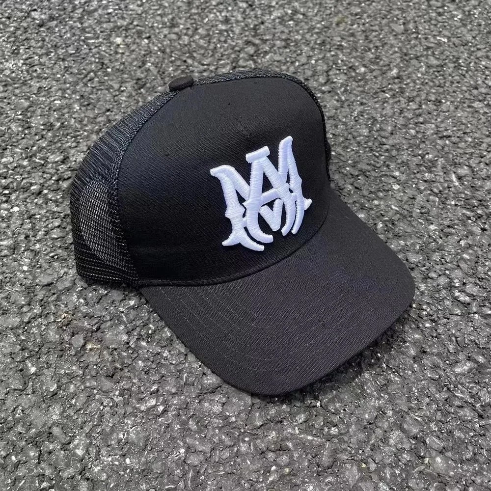 MM Black Mesh Trucker Cap with White Embroidered Logo