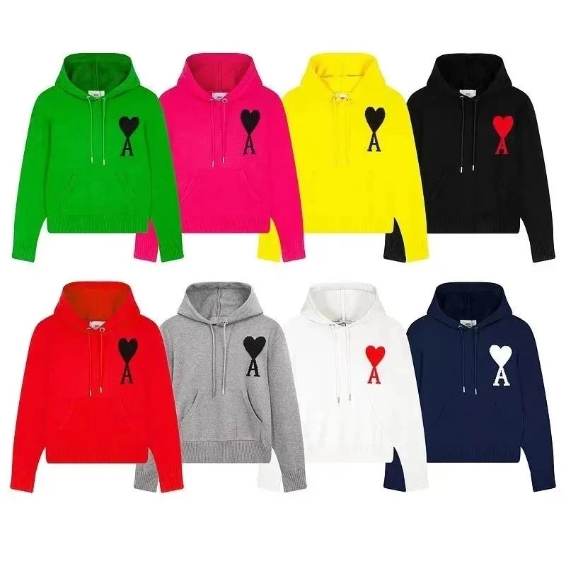 Ami Paris Heart Logo Cropped Hoodie - Neon Green