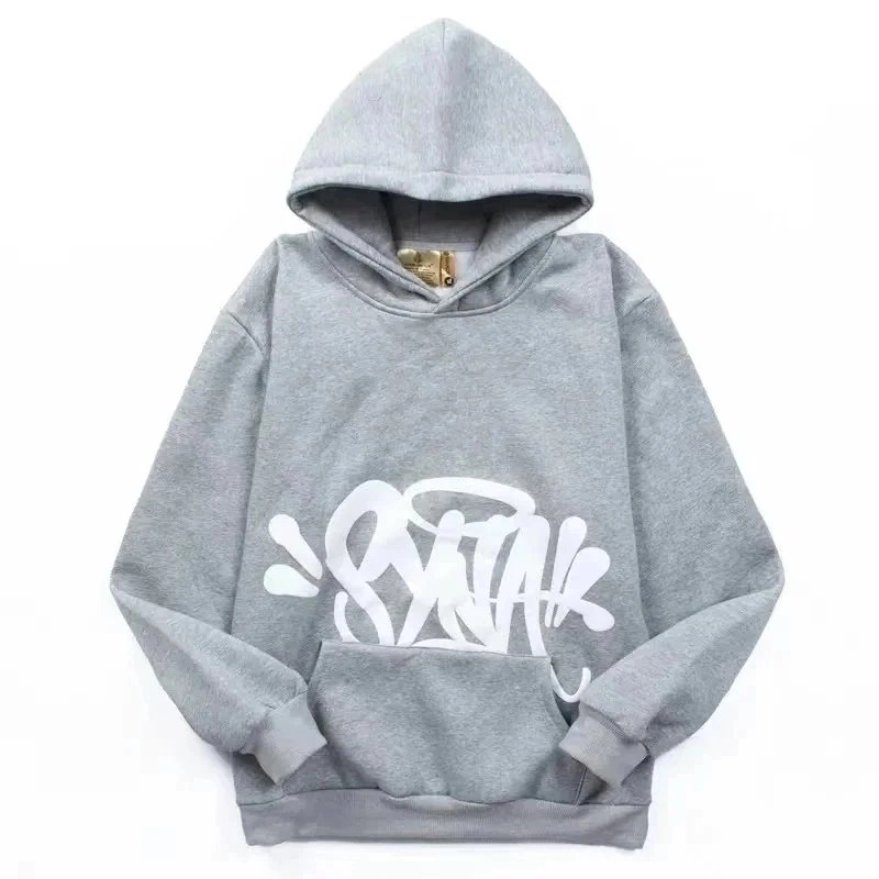 SNTK Graffiti Logo Hoodie - Heather Gray with White Print