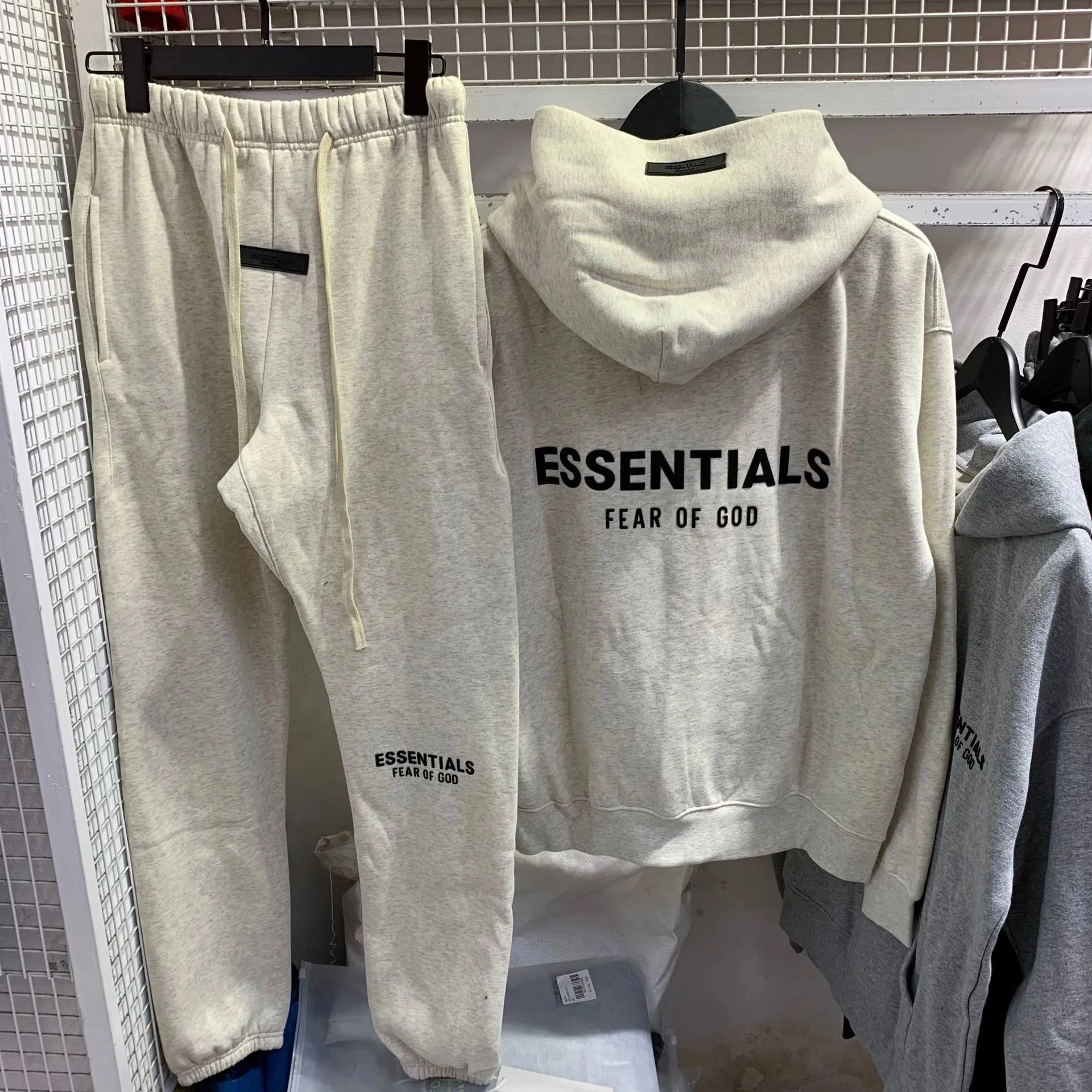Essentials Fear of God Oversized Hoodie and Joggers Set Oatmeal