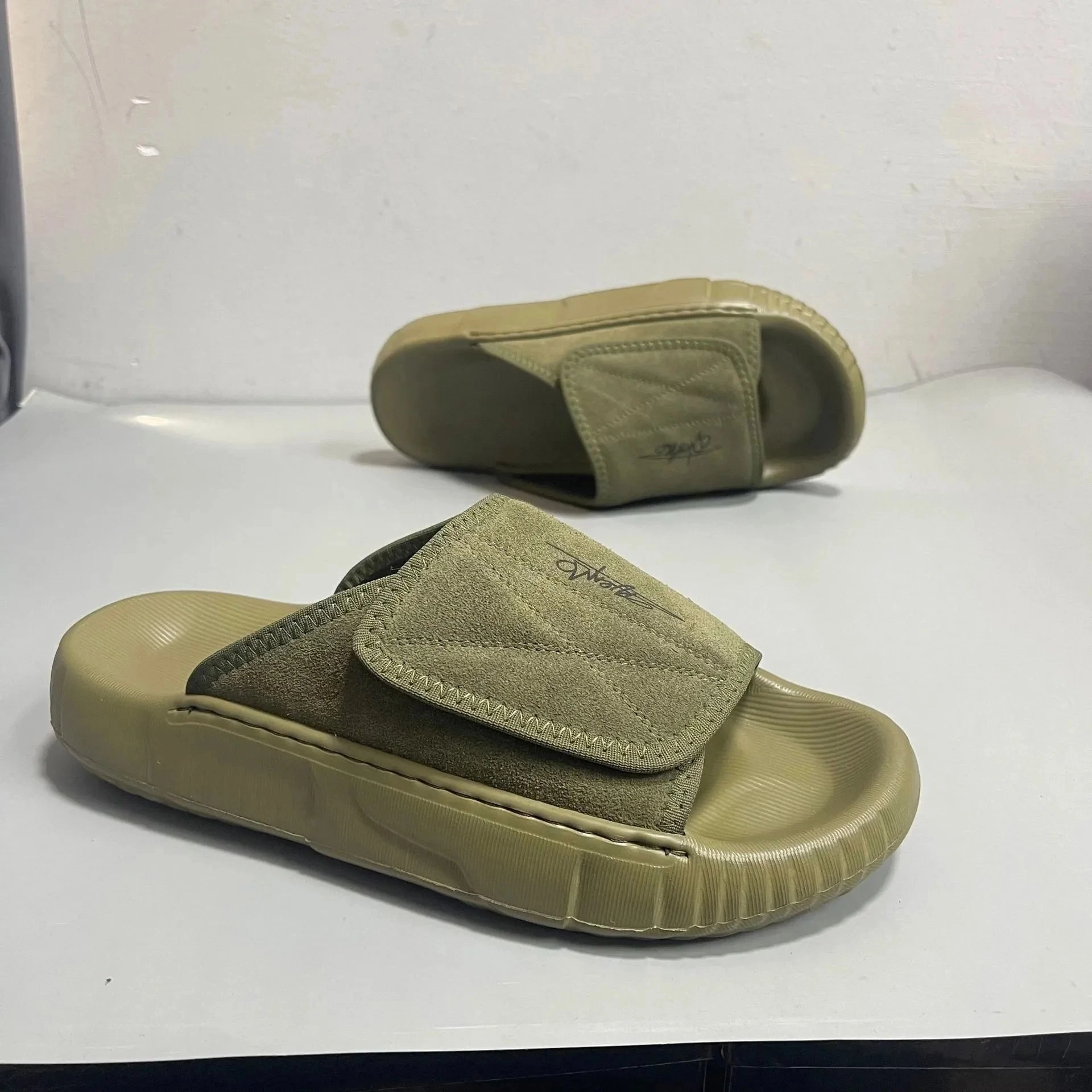 Yeezy Slide Olive Green Quilted Strap Sandal