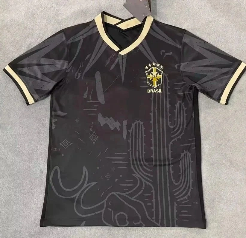 Brazil National Team Black Cactus Pattern Away Jersey