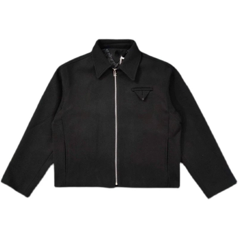 Prada Black Wool-Blend Zip-Up Jacket with Triangle Logo