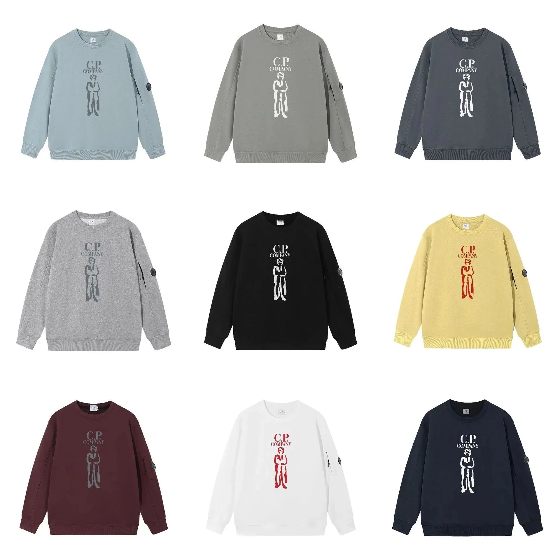 C.P. Company Logo Graphic Sweatshirt in Light Blue with Arm Patch