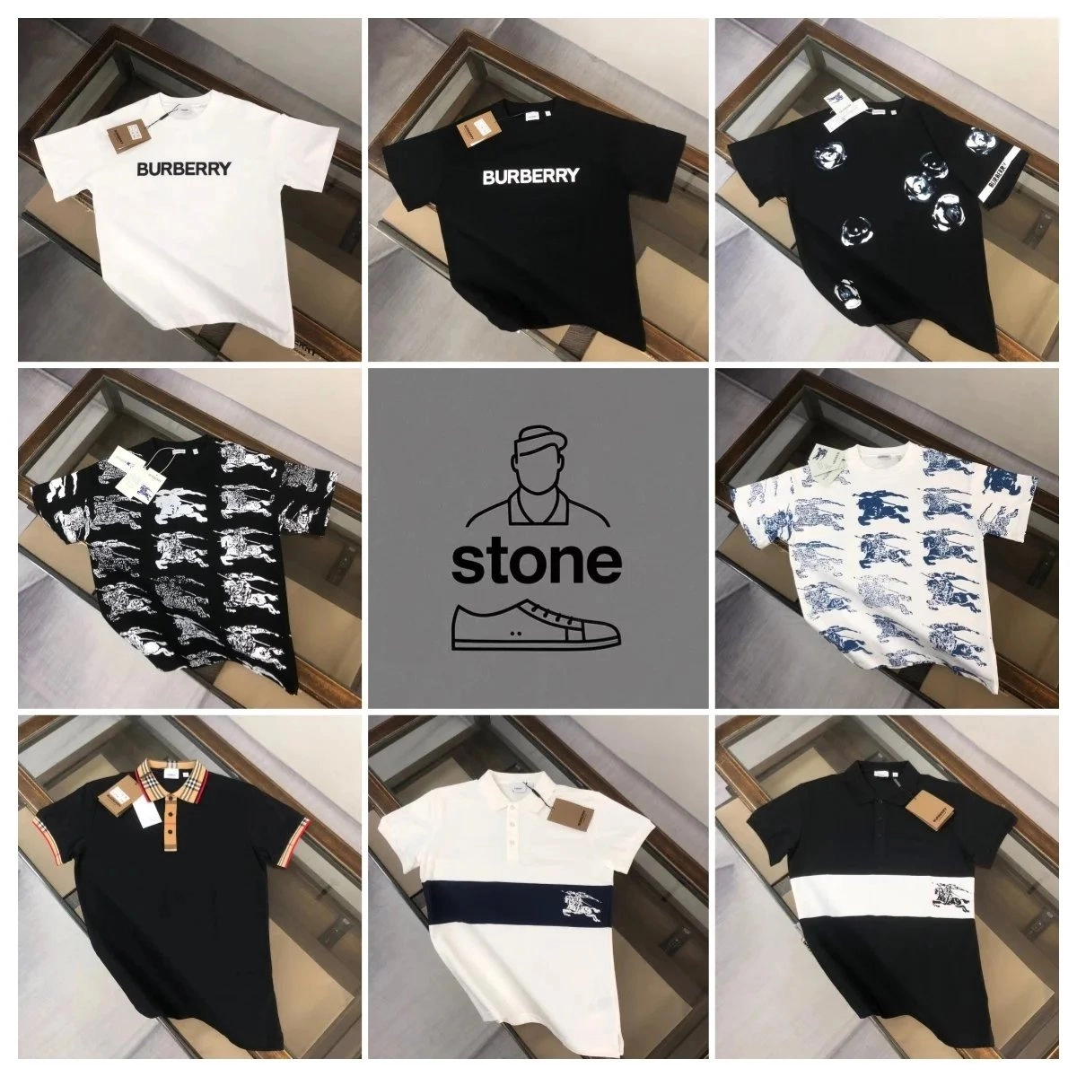 Burberry Classic Logo T-Shirt White Black Graphic Print