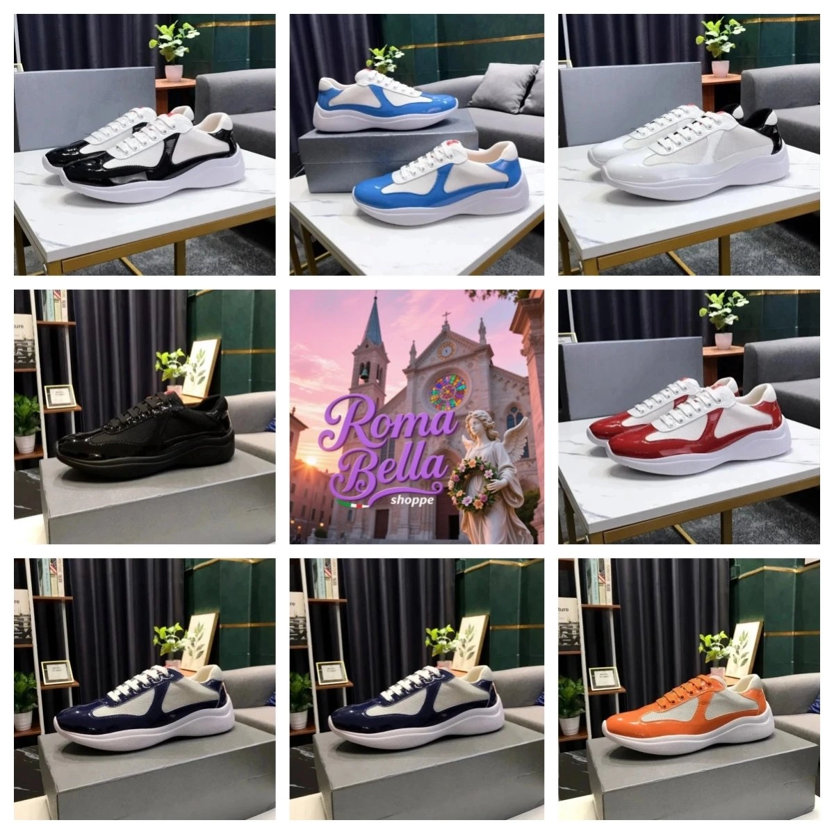 Prada Linea Rossa Chunky Sneaker White-Black Patent Leather