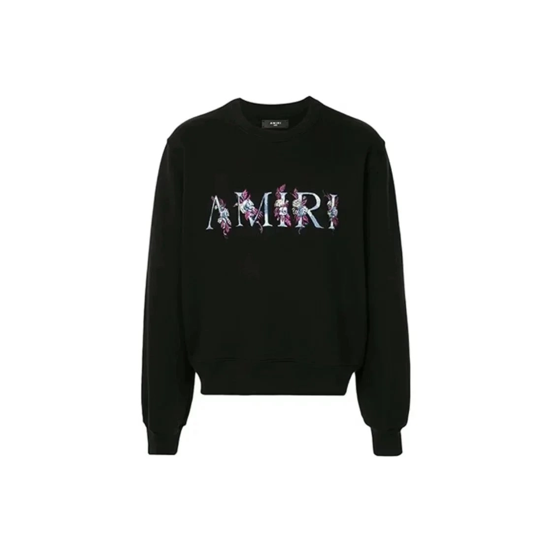 AMIRI Floral Embroidered Black Crewneck Sweatshirt