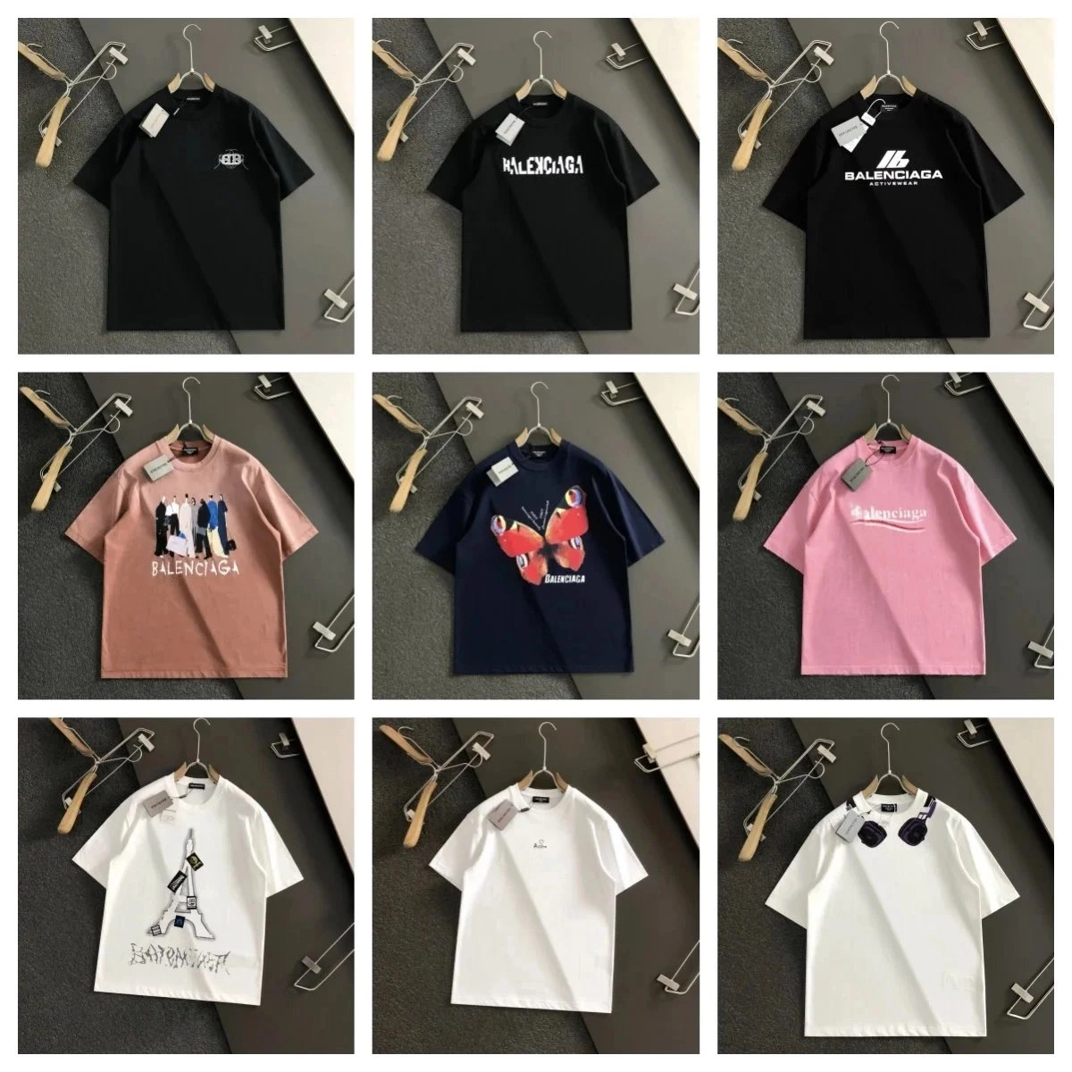 Balenciaga Butterfly Print Navy T-Shirt Premium Cotton