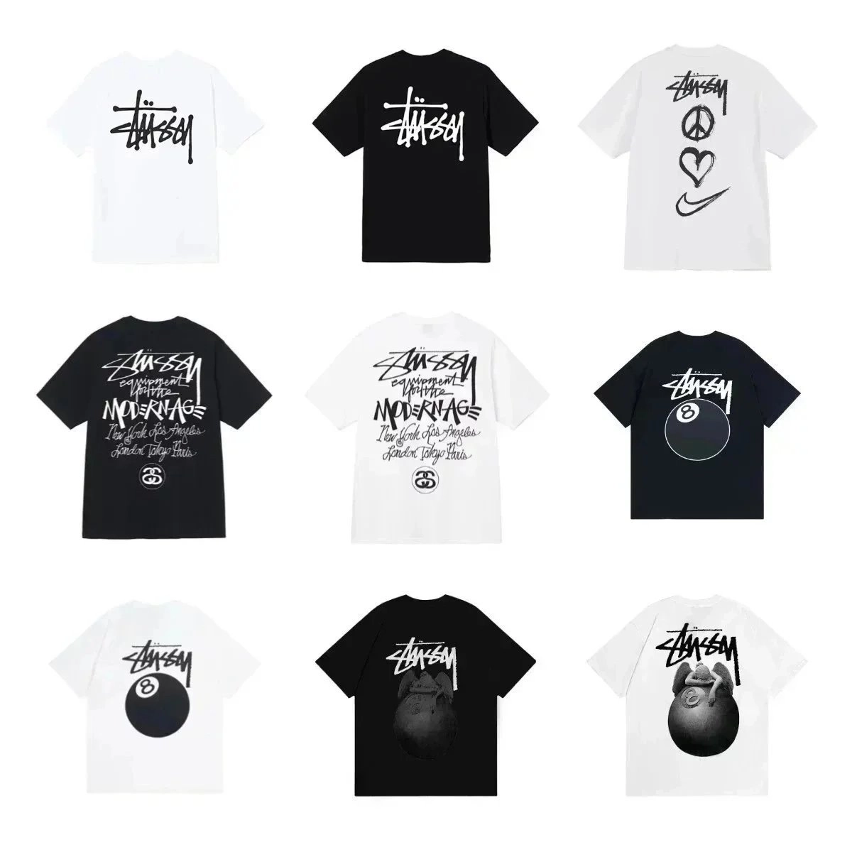 Stussy Classic Logo T-Shirt Black White Graphic Print