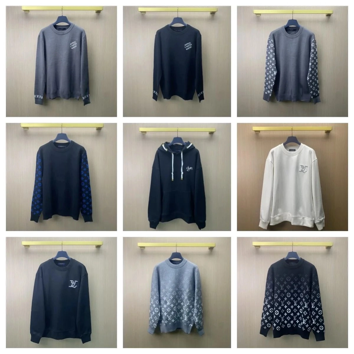 Louis Vuitton Monogram Print Crewneck Sweater Navy Blue