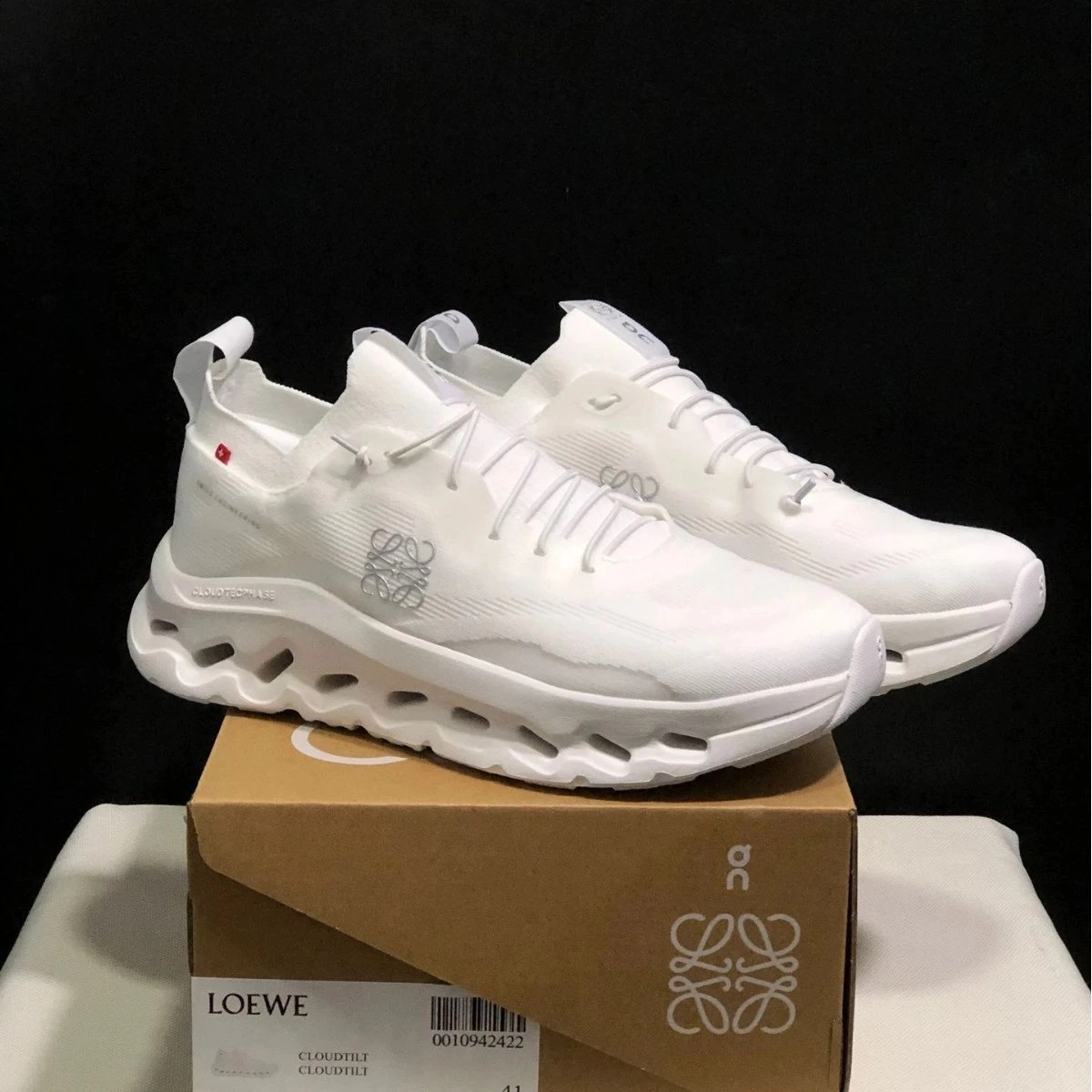 Loewe Cloudtilt White Knit Sneaker with Anagram Logo
