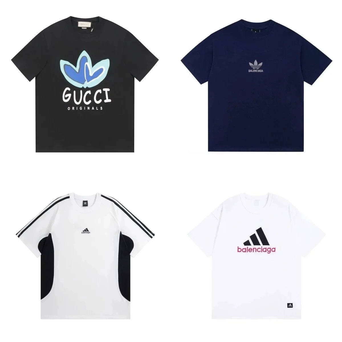 Gucci Originals Black T-Shirt with Blue Floral Logo Print