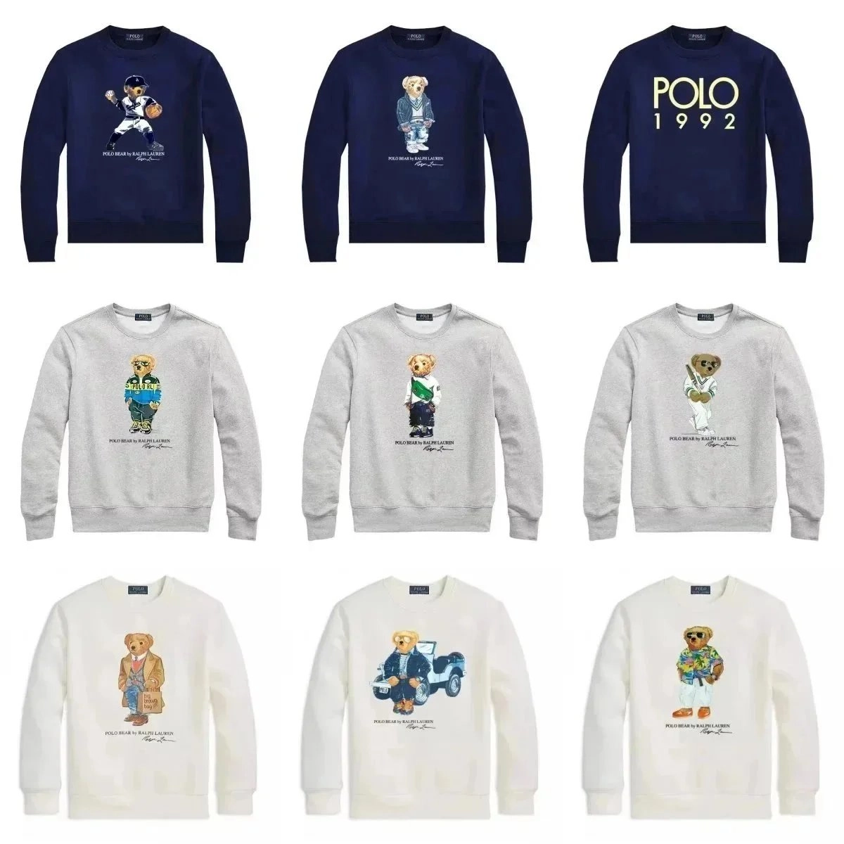 Polo Bear Navy Blue Crewneck Sweatshirt with Baseball Graphic