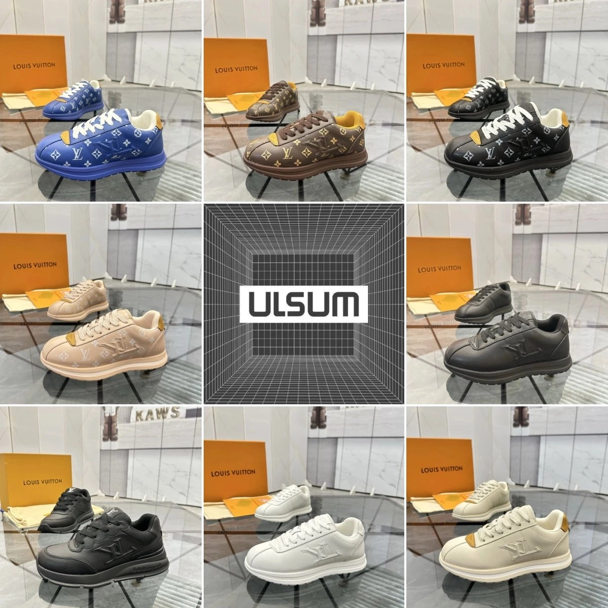 Louis Vuitton Monogram LV Sneakers Blue with Yellow Accent