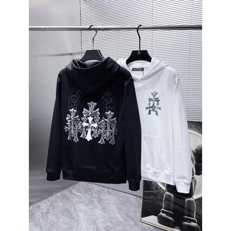 Chrome Hearts Cross-Embroidered Hoodie Black White