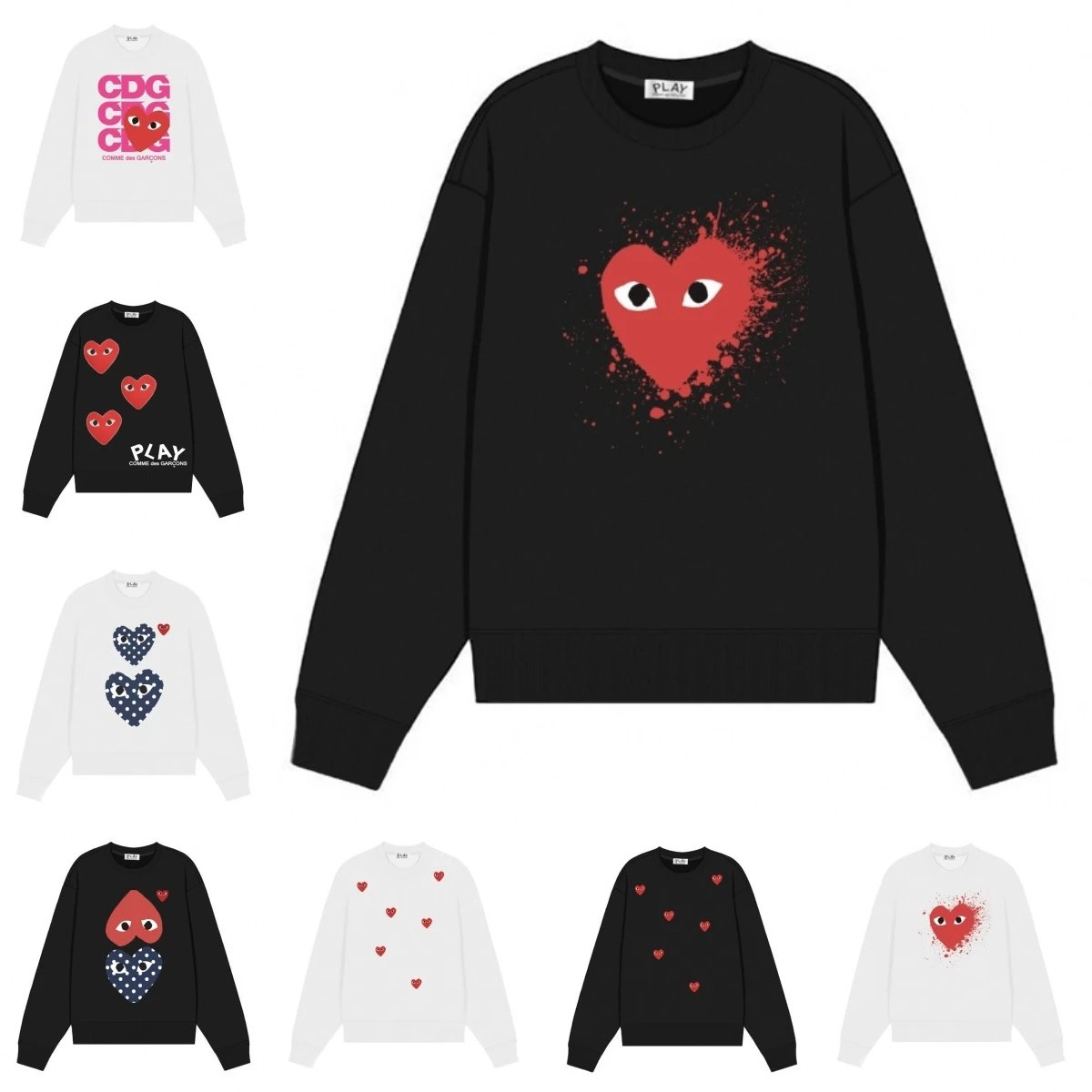 Comme des Gar&ccedil;ons PLAY Heart Splatter Black Sweatshirt