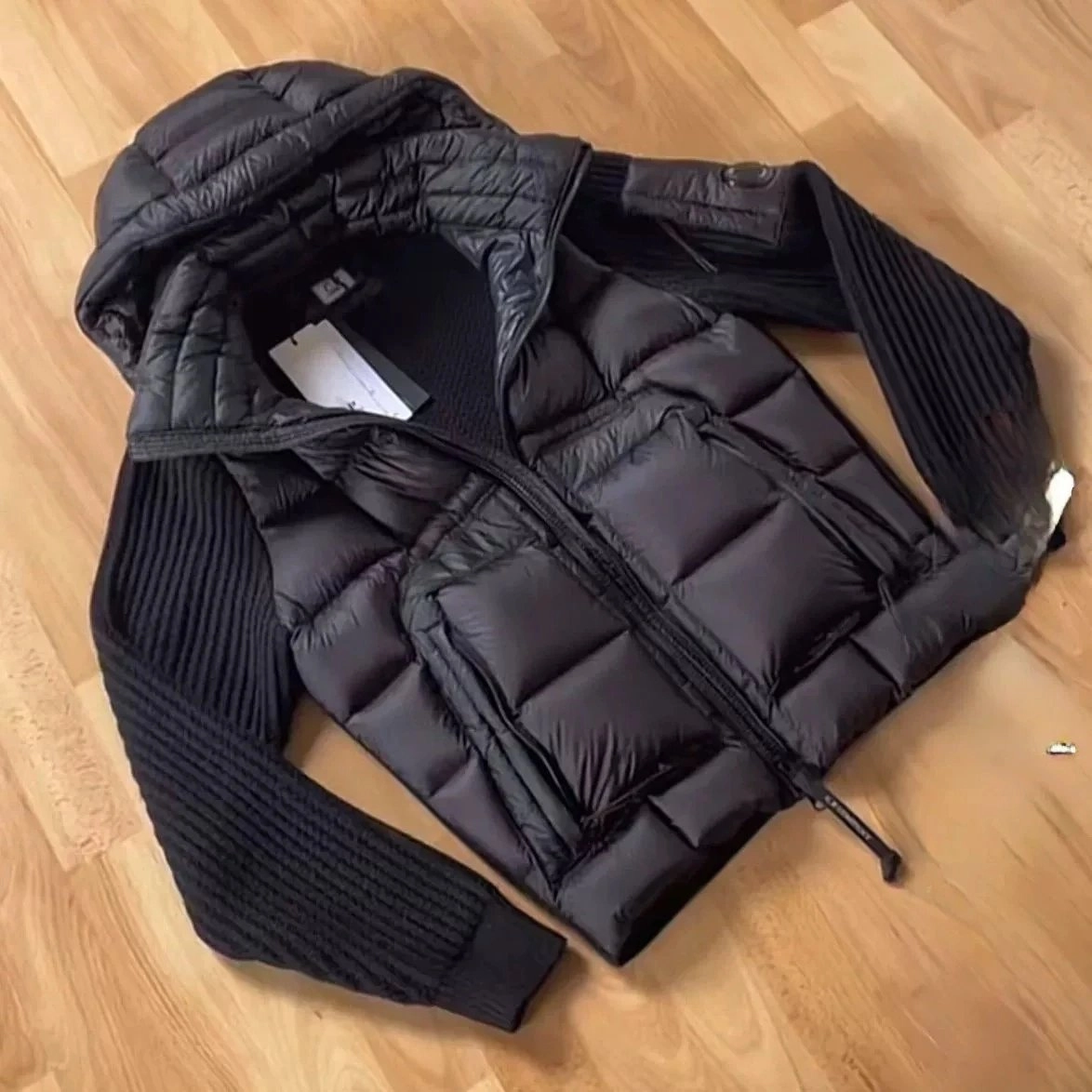Moncler Genius 70/30 Down Puffer Vest with Knit Sleeves - Black