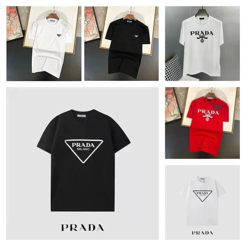 Prada Milano Triangle Logo Cotton T-Shirt Black