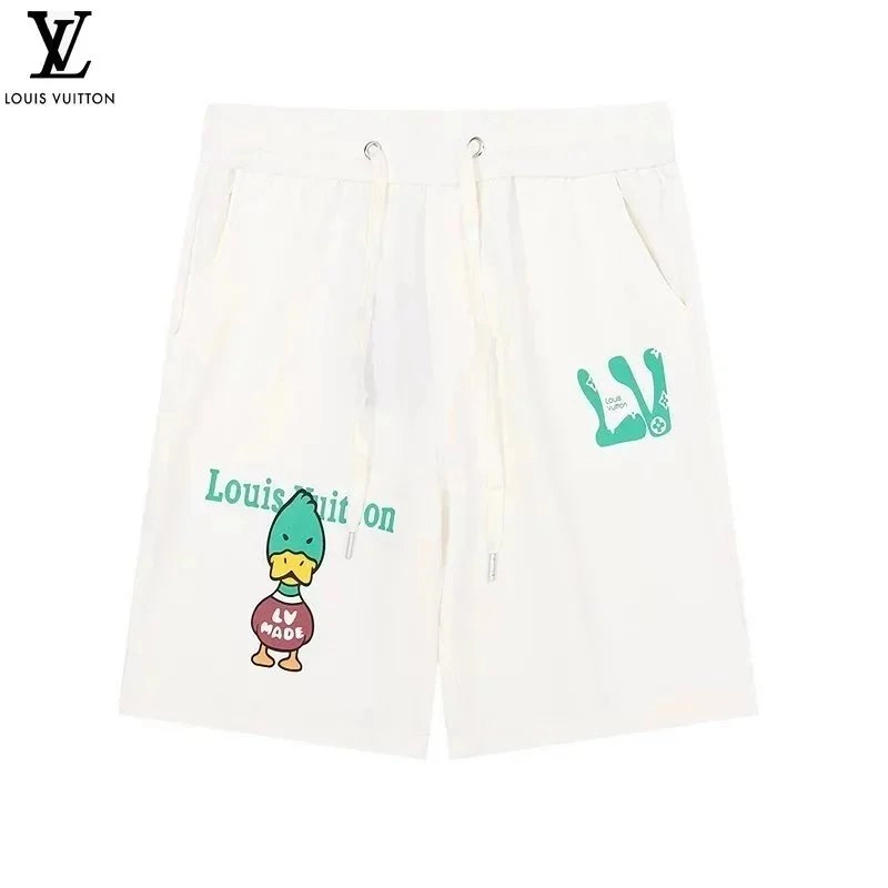 Louis Vuitton White Duck Graphic Drawstring Shorts
