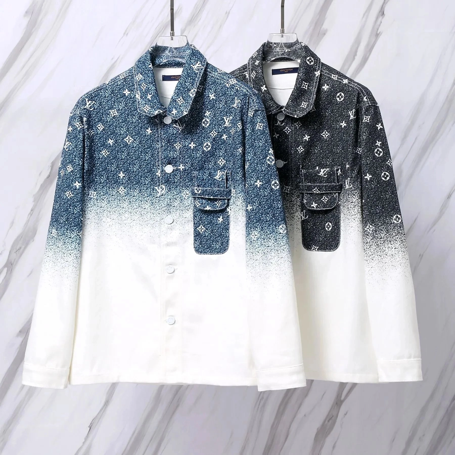 Louis Vuitton Monogram Denim Shirt Jacket Gradient Blue/Black