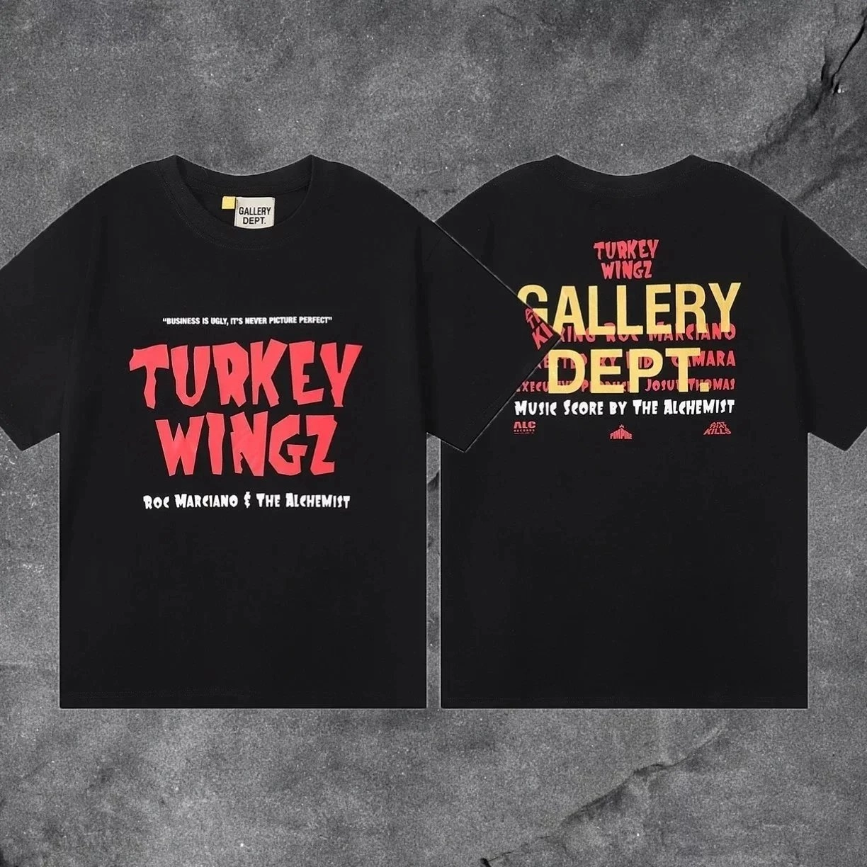 Gallery Dept Turkey Wingz Black Graphic T-Shirt with Dual-Sided Print