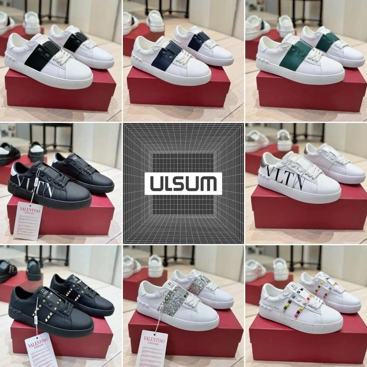 Valentino Garavani Rockstud Spike Leather Sneakers White Black