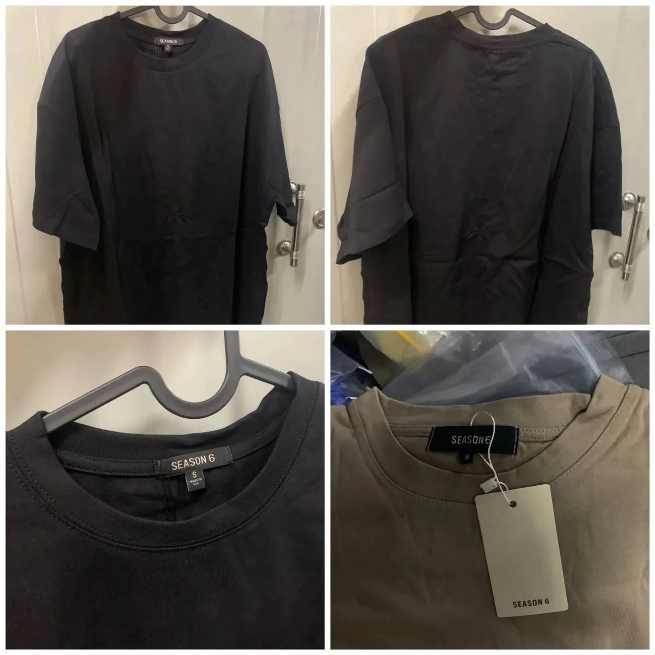 SEASON 6 Oversized Cotton T-Shirt - Black and Khaki