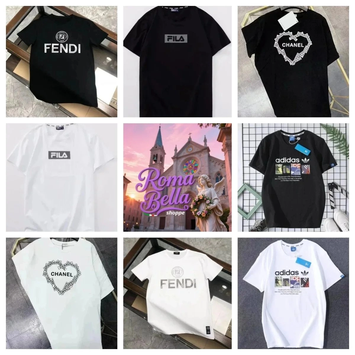 FENDI Black T-Shirt with Circular Logo and Bold Branding