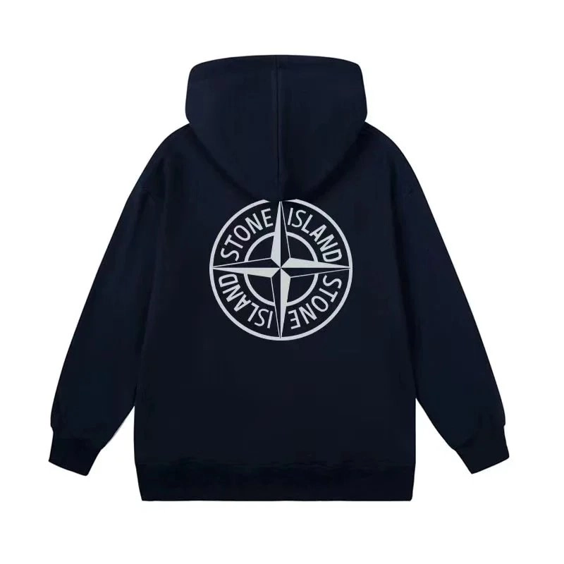 Stone Island Compass Logo Hoodie Navy Blue