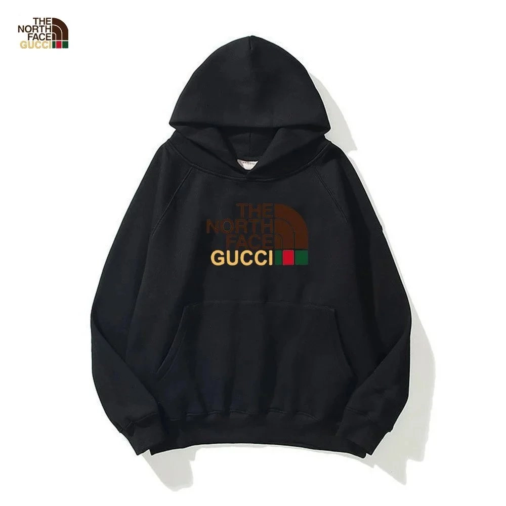 The North Face x Gucci Black Hoodie with Logo Patch