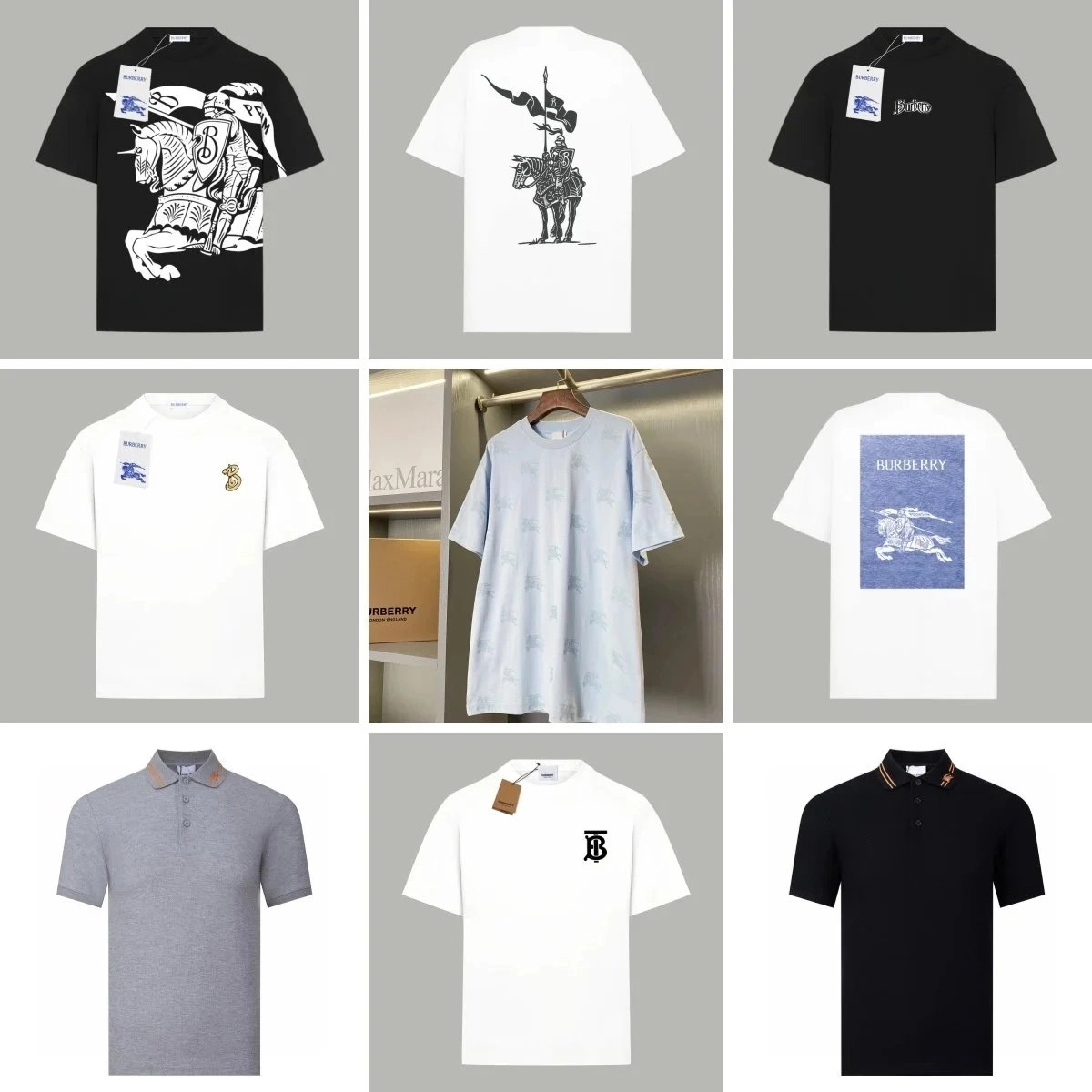 Burberry Knight Graphic T-Shirt Black White Contrast Print